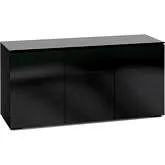 Oslo 337 65" Extra Tall TV Stand Cabinet in Black Oak with Smoked Black Glass Doors & Top
